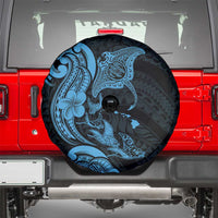 Hawaiian Manta Rays Spare Tire Cover Tribal Hibiscus Polynesian Tattoos Blue Color LT03 - Polynesian Pride