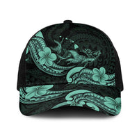 Hawaiian Manta Rays Baseball Net Cap Tribal Hibiscus Polynesian Tattoos Turquoise Color LT03 One Size Black Turquoise - Polynesian Pride