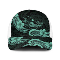 Hawaiian Manta Rays Baseball Net Cap Tribal Hibiscus Polynesian Tattoos Turquoise Color LT03 One Size White Turquoise - Polynesian Pride