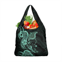 Hawaiian Manta Rays Grocery Bag Tribal Hibiscus Polynesian Tattoos Turquoise Color LT03 1-pack One Size Turquoise - Polynesian Pride