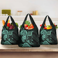 Hawaiian Manta Rays Grocery Bag Tribal Hibiscus Polynesian Tattoos Turquoise Color LT03 3-pack One Size Turquoise - Polynesian Pride