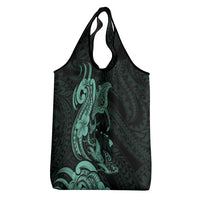 Hawaiian Manta Rays Grocery Bag Tribal Hibiscus Polynesian Tattoos Turquoise Color LT03 - Polynesian Pride