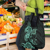 Hawaiian Manta Rays Grocery Bag Tribal Hibiscus Polynesian Tattoos Turquoise Color LT03 - Polynesian Pride