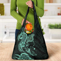 Hawaiian Manta Rays Grocery Bag Tribal Hibiscus Polynesian Tattoos Turquoise Color LT03 - Polynesian Pride