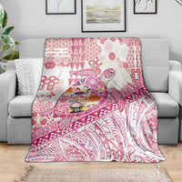 Hawaiian and Japanese Culture Together Blanket Tropical Honu with Japanese Elements Pink Color LT03 - Polynesian Pride
