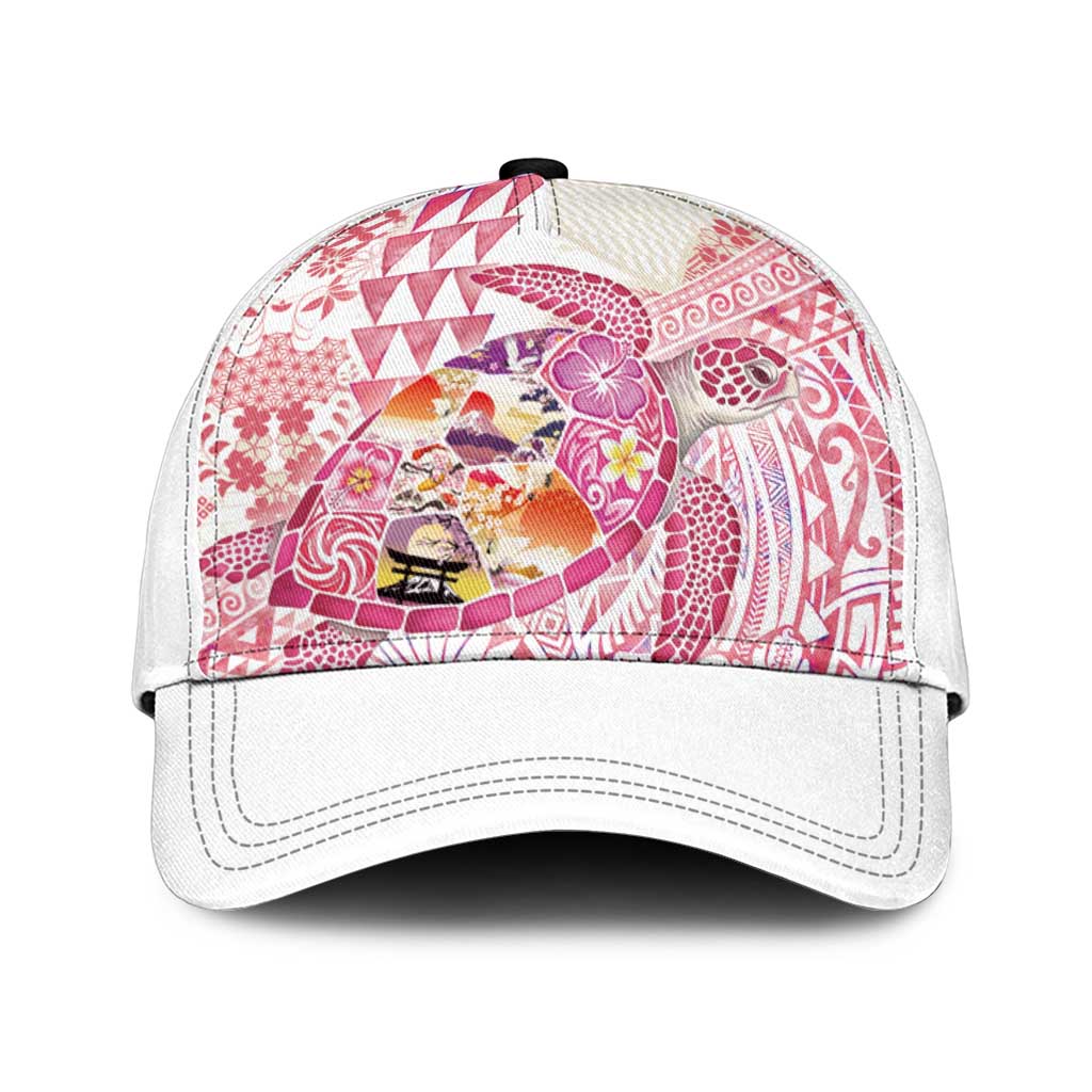 Hawaiian and Japanese Culture Together Classic Cap Tropical Honu with Japanese Elements Pink Color LT03 Universal Fit Pink - Polynesian Pride