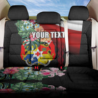 Personalised Tonga Emancipation Day Back Car Seat Cover Flag Map and Hibiscus Flower Ngatu Pattern LT03 One Size Black - Polynesian Pride