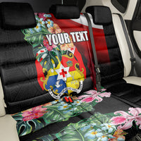 Personalised Tonga Emancipation Day Back Car Seat Cover Flag Map and Hibiscus Flower Ngatu Pattern LT03 - Polynesian Pride