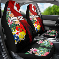 Personalised Tonga Emancipation Day Car Seat Cover Flag Map and Hibiscus Flower Ngatu Pattern LT03 - Polynesian Pride