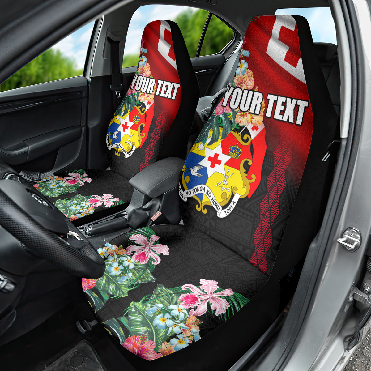 Personalised Tonga Emancipation Day Car Seat Cover Flag Map and Hibiscus Flower Ngatu Pattern LT03 - Polynesian Pride