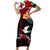 Personalised Tonga Emancipation Day Family Matching Short Sleeve Bodycon Dress and Hawaiian Shirt Flag Map and Hibiscus Flower Ngatu Pattern LT03 Mom's Dress Black - Polynesian Pride