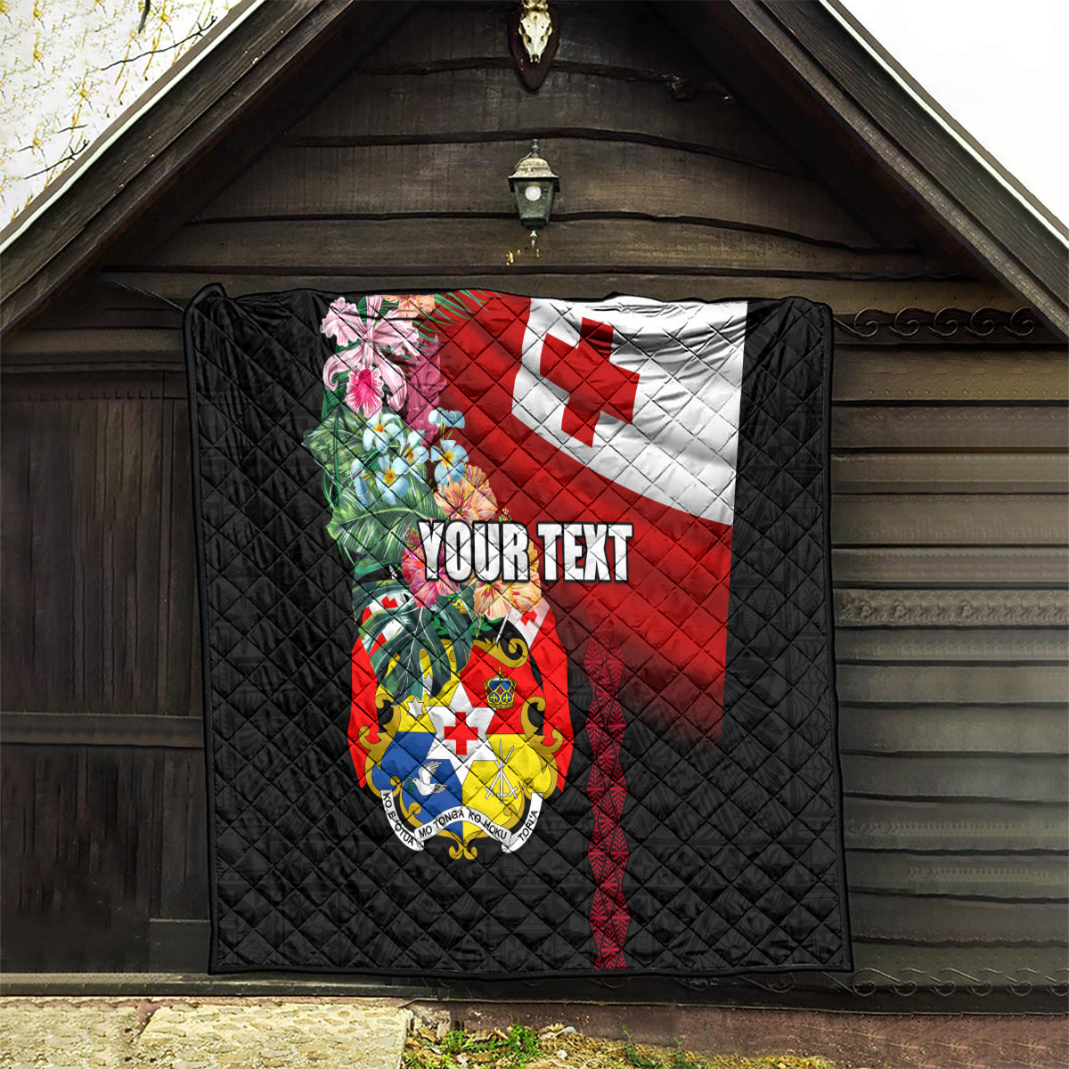 Personalised Tonga Emancipation Day Quilt Flag Map and Hibiscus Flower Ngatu Pattern LT03 - Polynesian Pride