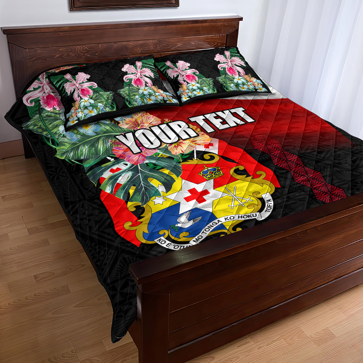 Personalised Tonga Emancipation Day Quilt Bed Set Flag Map and Hibiscus Flower Ngatu Pattern LT03 - Polynesian Pride