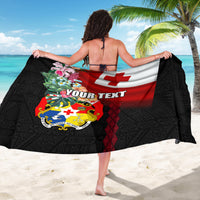 Personalised Tonga Emancipation Day Sarong Flag Map and Hibiscus Flower Ngatu Pattern LT03 - Polynesian Pride