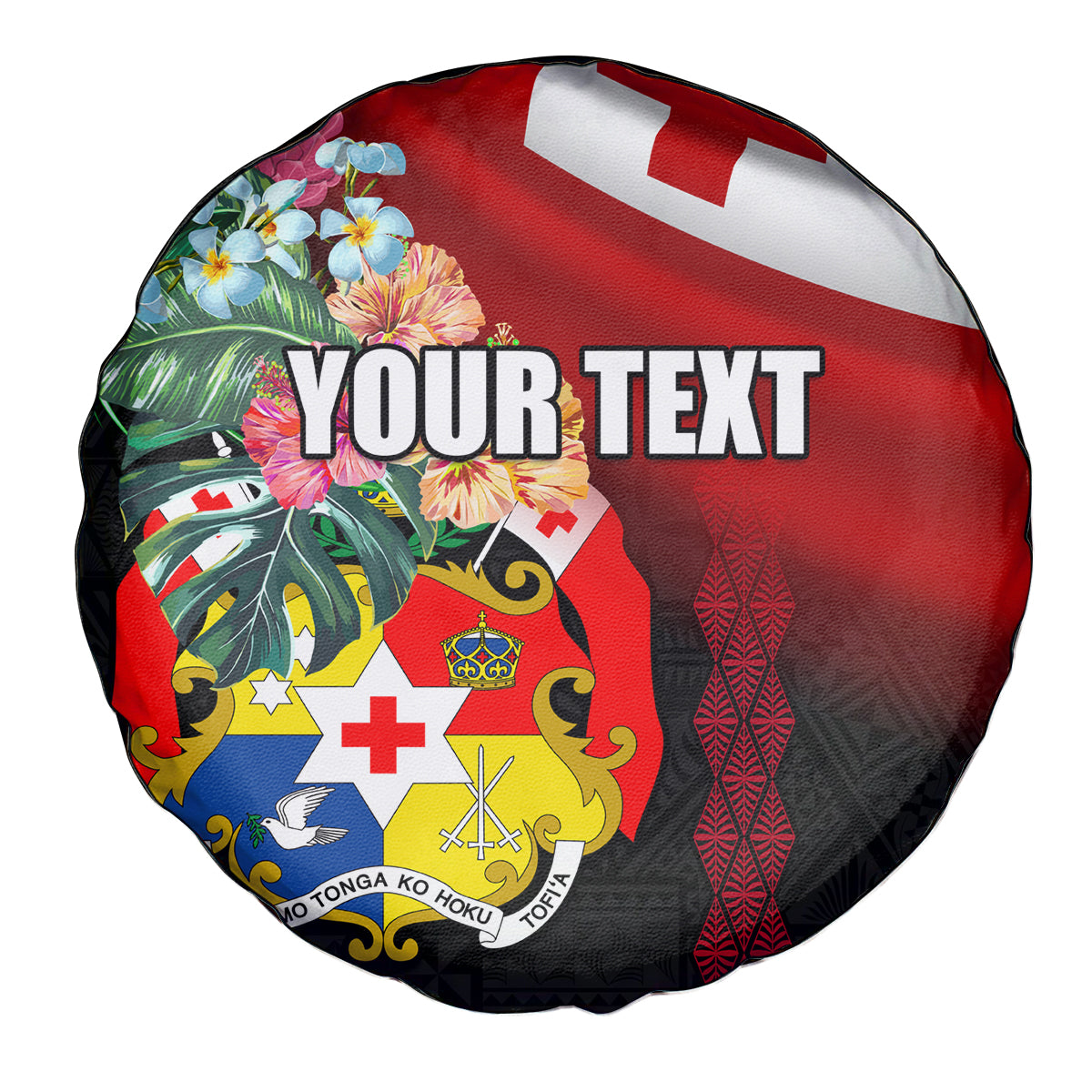 Personalised Tonga Emancipation Day Spare Tire Cover Flag Map and Hibiscus Flower Ngatu Pattern LT03 - Polynesian Pride