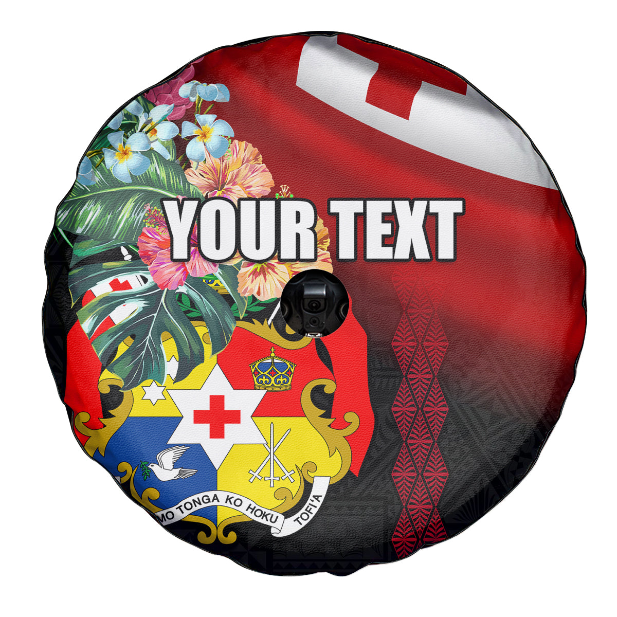 Personalised Tonga Emancipation Day Spare Tire Cover Flag Map and Hibiscus Flower Ngatu Pattern LT03 - Polynesian Pride