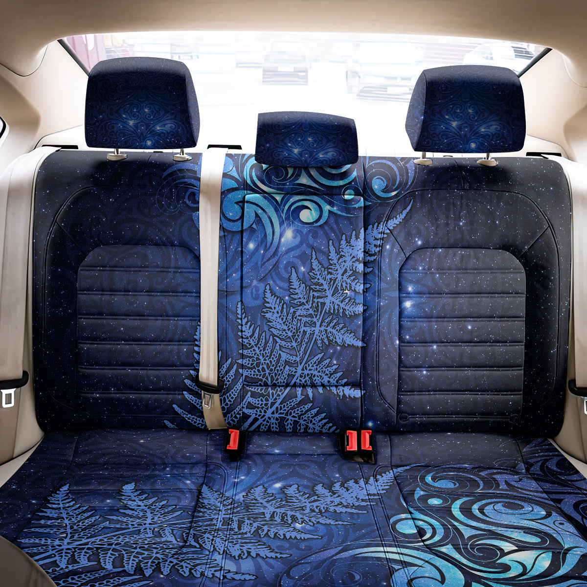 New Zealand Matariki Back Car Seat Cover Maori Pattern and Silver Fern LT03 - Polynesian Pride