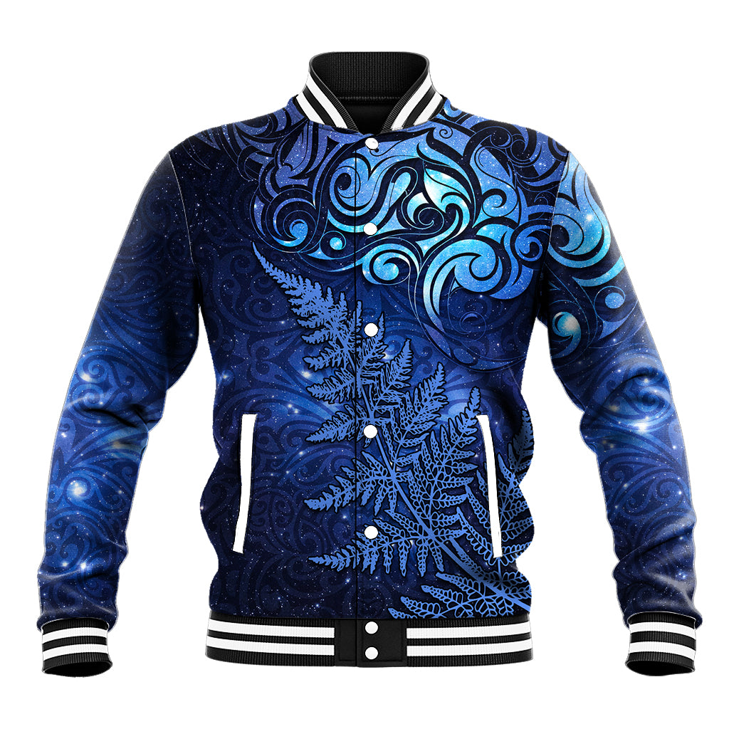 New Zealand Matariki Baseball Jacket Maori Pattern and Silver Fern