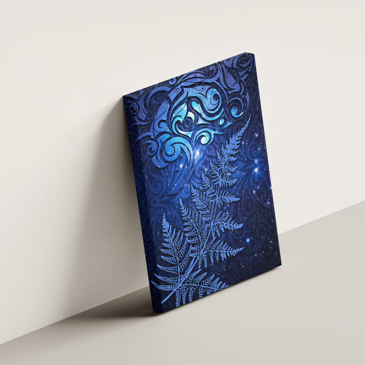 New Zealand Matariki Canvas Wall Art Maori Pattern and Silver Fern LT03 - Polynesian Pride
