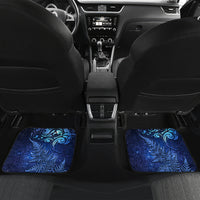 New Zealand Matariki Car Mats Maori Pattern and Silver Fern LT03 Set 2pcs - Back Blue - Polynesian Pride
