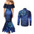 New Zealand Matariki Couples Matching Mermaid Dress and Long Sleeve Button Shirt Maori Pattern and Silver Fern