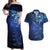 New Zealand Matariki Couples Matching Off Shoulder Maxi Dress and Hawaiian Shirt Maori Pattern and Silver Fern