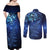 New Zealand Matariki Couples Matching Off Shoulder Maxi Dress and Long Sleeve Button Shirt Maori Pattern and Silver Fern