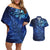 New Zealand Matariki Couples Matching Off Shoulder Short Dress and Hawaiian Shirt Maori Pattern and Silver Fern