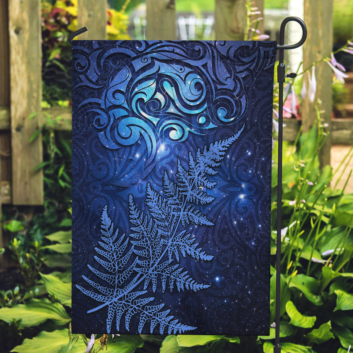 New Zealand Matariki Garden Flag Maori Pattern and Silver Fern