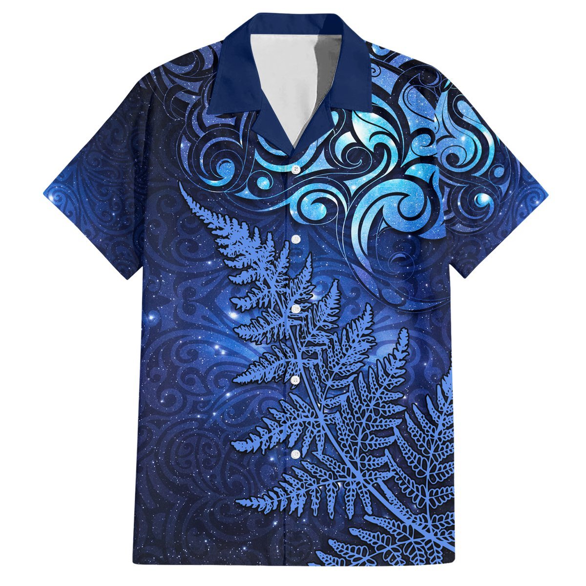 New Zealand Matariki Hawaiian Shirt Maori Pattern and Silver Fern LT03 Blue - Polynesian Pride