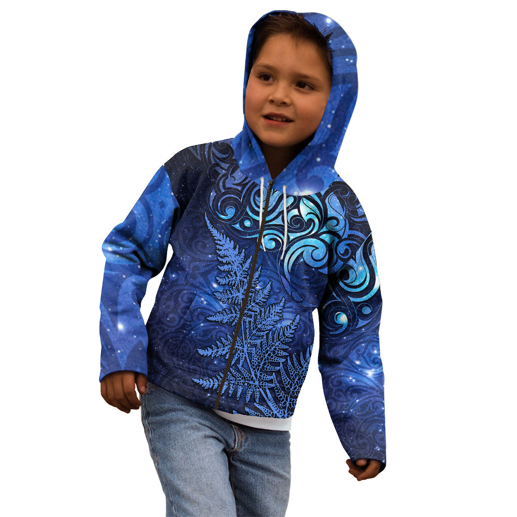 New Zealand Matariki Kid Hoodie Maori Pattern and Silver Fern LT03 - Polynesian Pride
