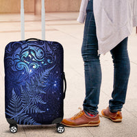 New Zealand Matariki Luggage Cover Maori Pattern and Silver Fern LT03 Blue - Polynesian Pride