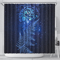 New Zealand Matariki Shower Curtain Maori Pattern and Silver Fern LT03 - Polynesian Pride