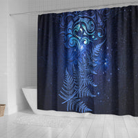 New Zealand Matariki Shower Curtain Maori Pattern and Silver Fern LT03 - Polynesian Pride