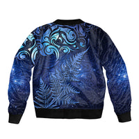 New Zealand Matariki Sleeve Zip Bomber Jacket Maori Pattern and Silver Fern LT03 - Polynesian Pride