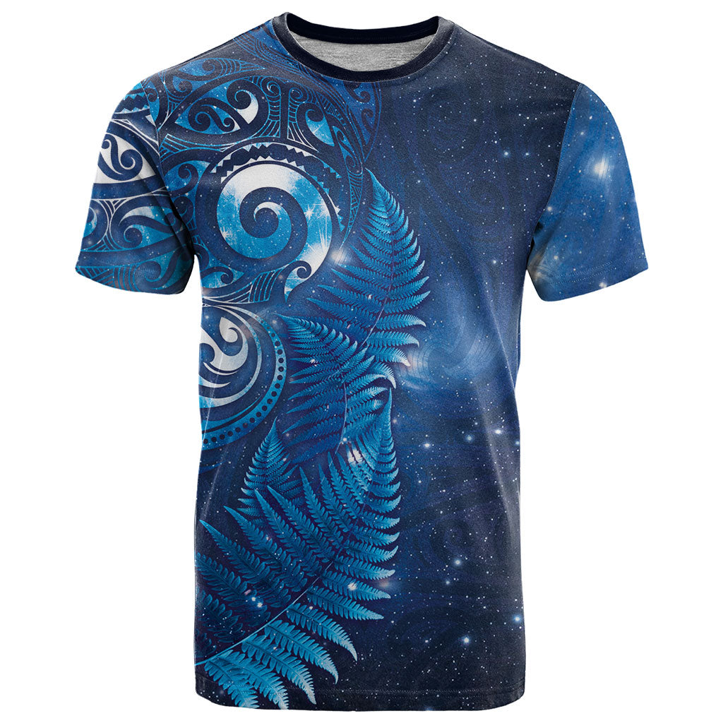 Aotearoa New Zealand New Year T Shirt Tribal Koru Tattoo Blue Galaxy Maori Silver Fern LT03 Blue - Polynesian Pride