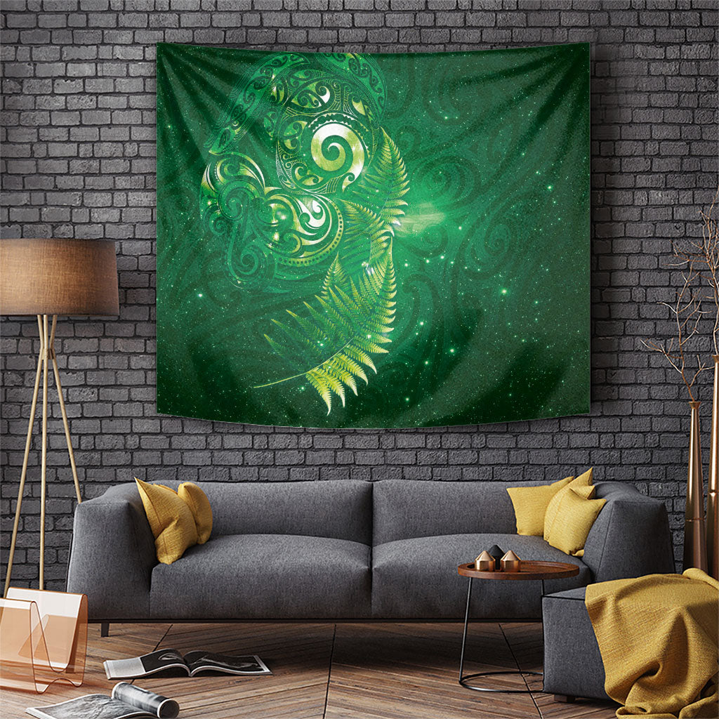 Aotearoa New Zealand New Year Tapestry Tribal Koru Tattoo Green Galaxy Maori Silver Fern LT03 Green - Polynesian Pride