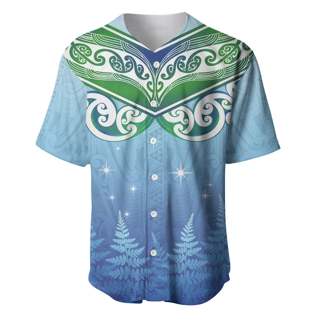 Aotearoa New Zealand New Year Baseball Jersey Maori Motifs with Silver Fern and Matariki Stars LT03 Multicolor - Polynesian Pride