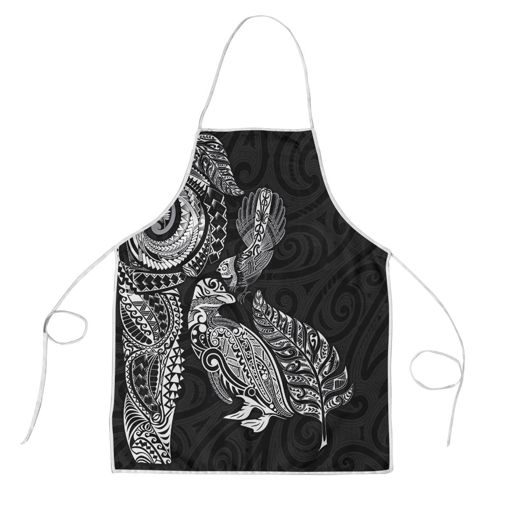 Aotearoa Moko Tribal Tattoo Apron New Zealand Maori Penguin and Fantail Black Color LT03 Black - Polynesian Pride