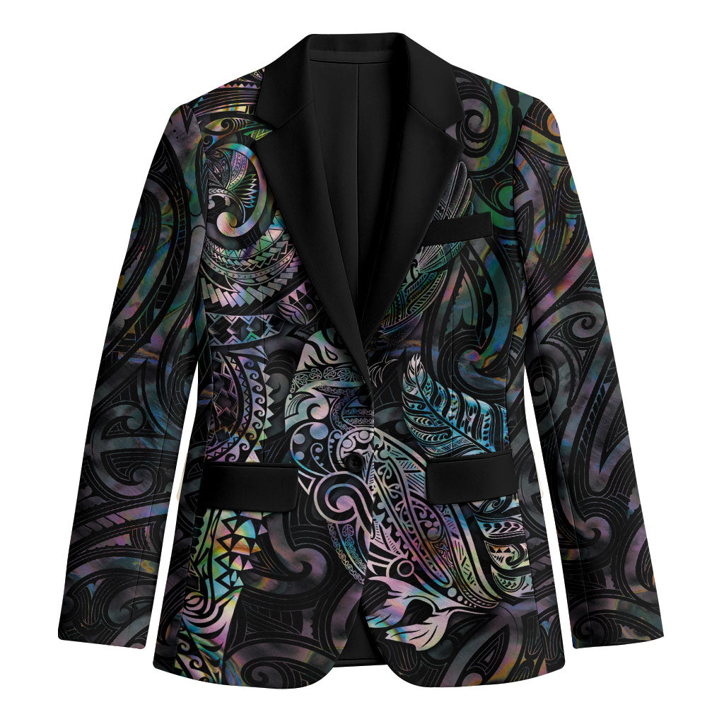 Aotearoa Moko Tribal Tattoo Blazer New Zealand Maori Penguin and Fantail Paua Shell Style LT03 Unisex Multicolor - Polynesian Pride