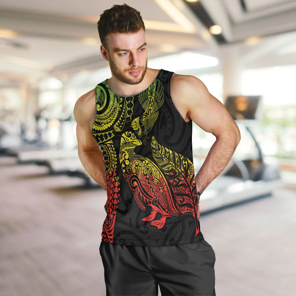 Aotearoa Moko Tribal Tattoo Men Tank Top New Zealand Maori Penguin and Fantail Reggae Style LT03 Multicolor - Polynesian Pride