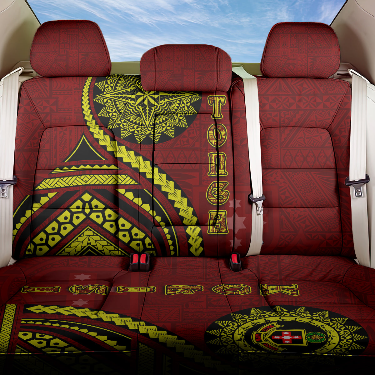 Kolisi Tonga Atele Back Car Seat Cover Ngatu and Polynesian Pattern