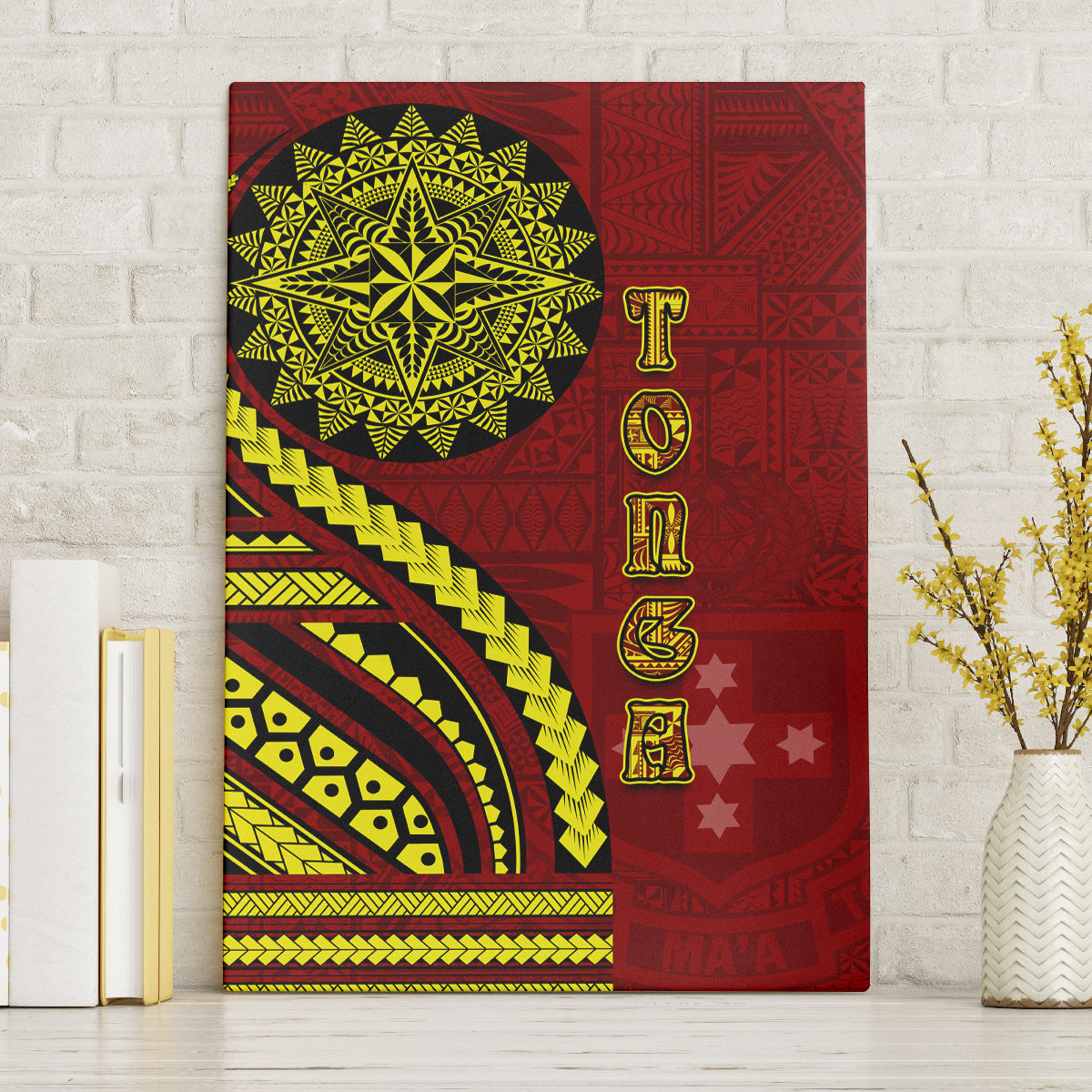 Kolisi Tonga Atele Canvas Wall Art Ngatu and Polynesian Pattern LT03 Without Frame Red - Polynesian Pride