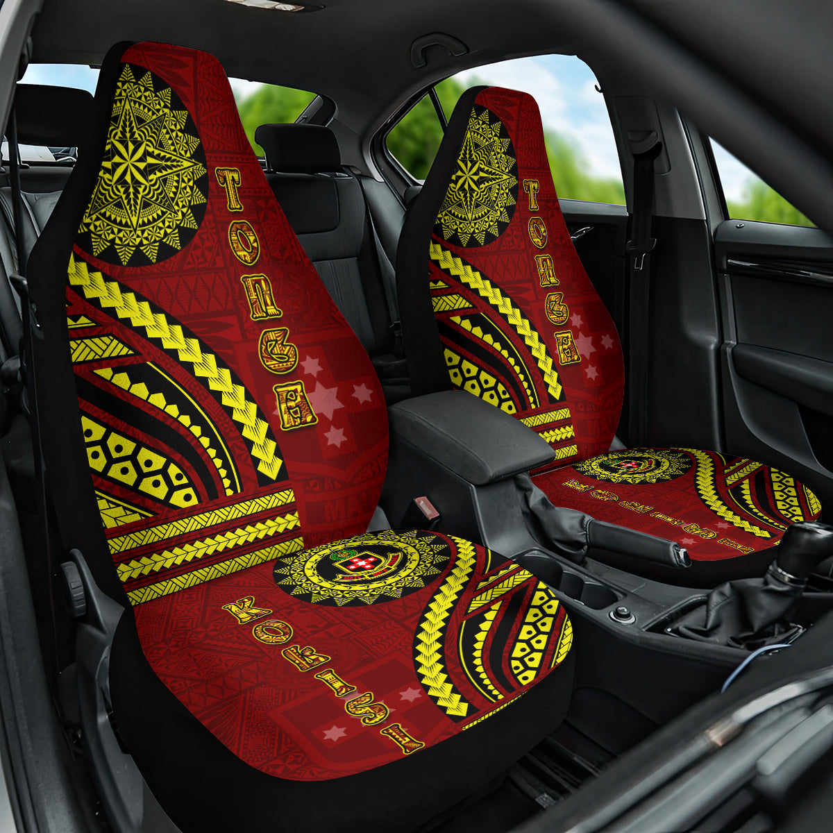Kolisi Tonga Atele Car Seat Cover Ngatu and Polynesian Pattern LT03 One Size Red - Polynesian Pride