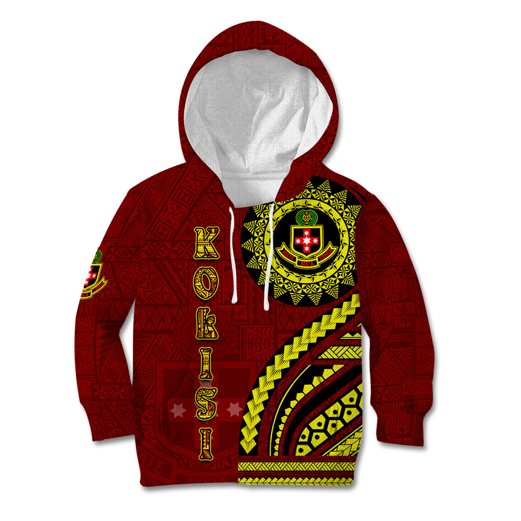 Kolisi Tonga Atele Kid Hoodie Ngatu and Polynesian Pattern LT03 Hoodie Red - Polynesian Pride