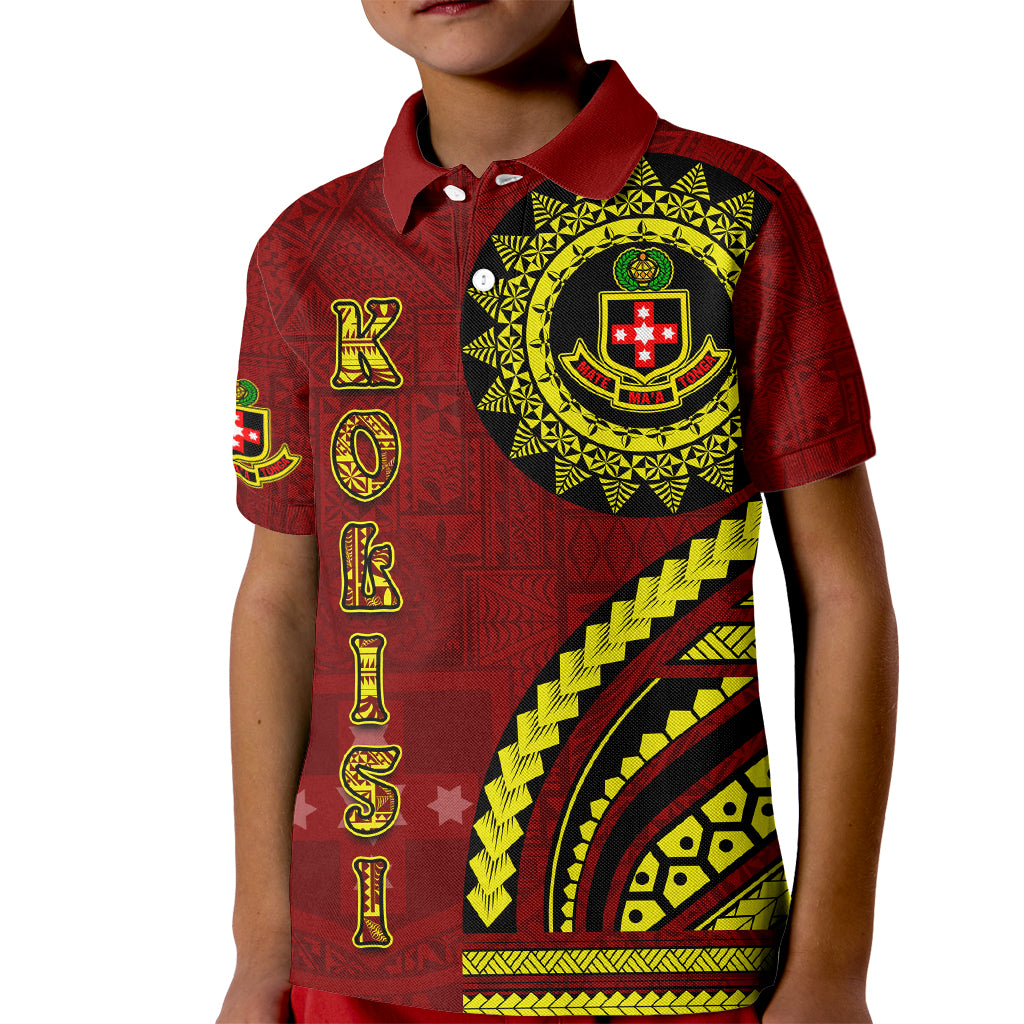 Kolisi Tonga Atele Kid Polo Shirt Ngatu and Polynesian Pattern