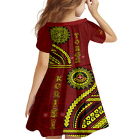 Kolisi Tonga Atele Kid Short Sleeve Dress Ngatu and Polynesian Pattern LT03 - Polynesian Pride