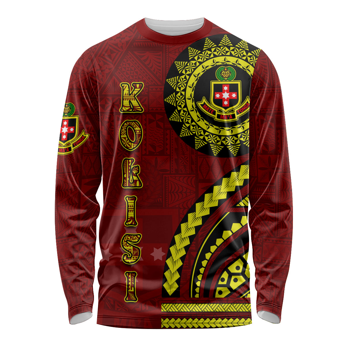Kolisi Tonga Atele Long Sleeve Shirt Ngatu and Polynesian Pattern LT03 Unisex Red - Polynesian Pride