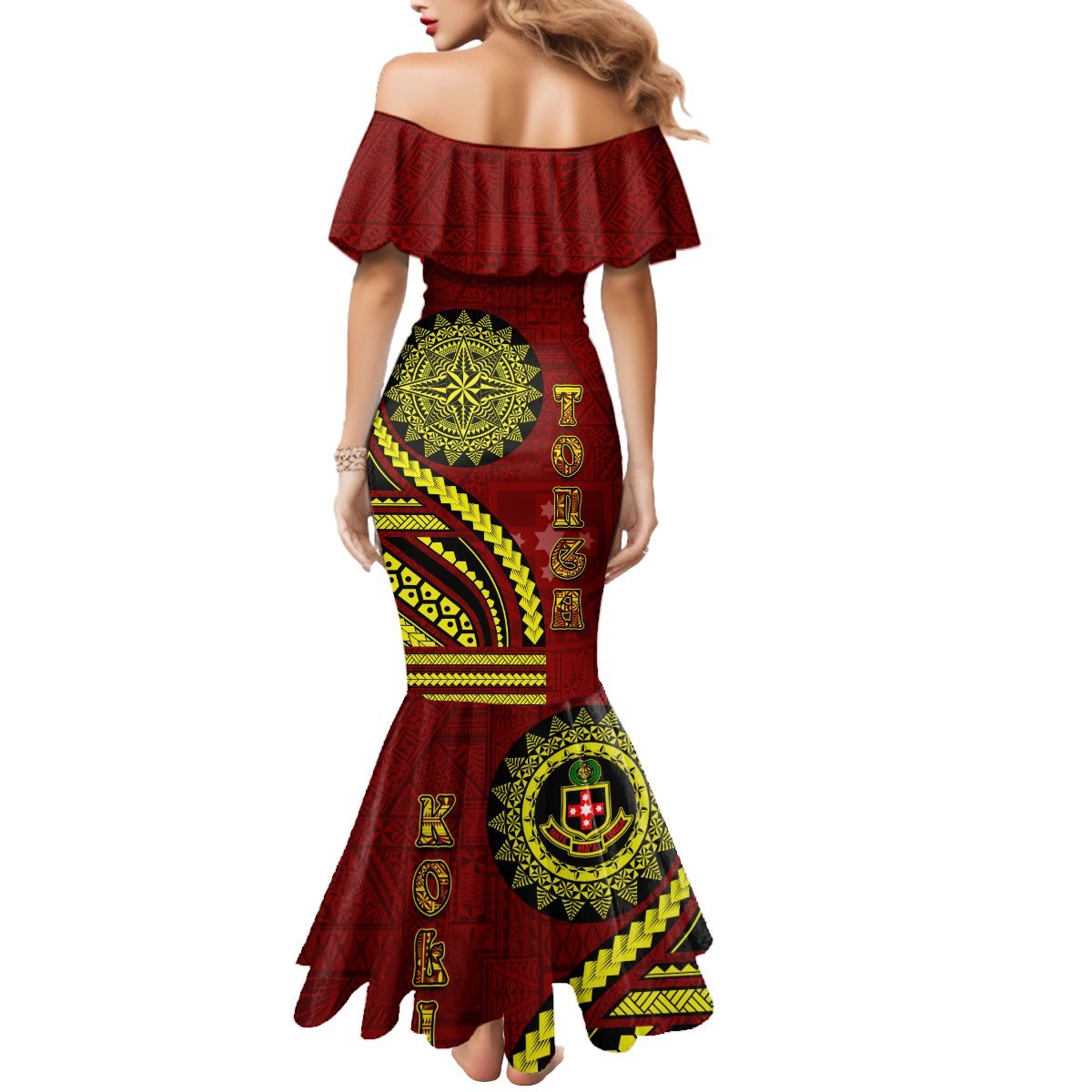 Kolisi Tonga Atele Mermaid Dress Ngatu and Polynesian Pattern LT03 - Polynesian Pride