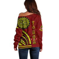 Kolisi Tonga Atele Off Shoulder Sweater Ngatu and Polynesian Pattern LT03 - Polynesian Pride